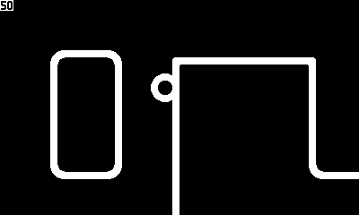The same level shown in the previous gif, but this time there are lines connecting the corners, resulting in a seamless shape being drawn.